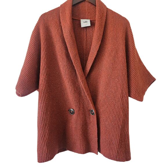 Cabi Oversized Shawl Collar Cardigan Sweater Rust Brown Size S - Picture 1 of 7